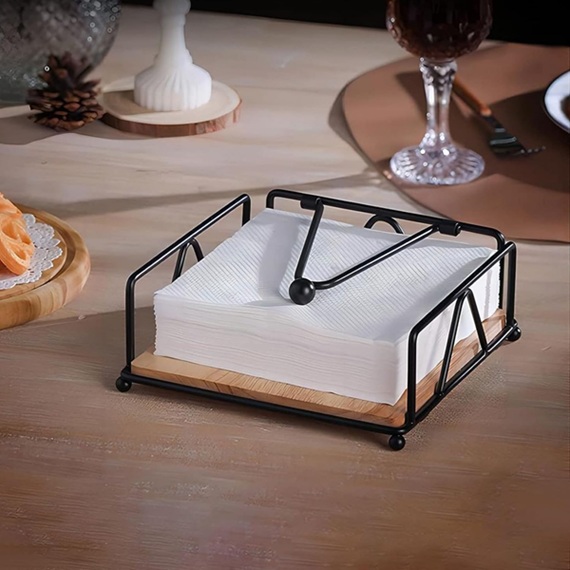 TISSUE HOLDER SQ WOOD BLK