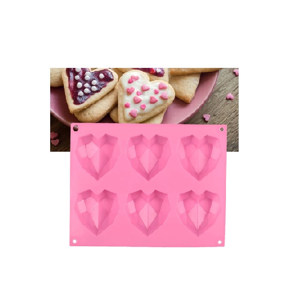 3D HEART SHAPE 6 CAVITIES SILICONE MOLD