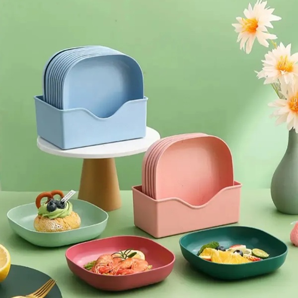 10 PCS PLASTIC SERVING PLATE SET