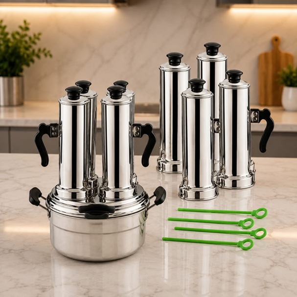 STAINLESS STEEL 4 IN 1 PITTU MAKER