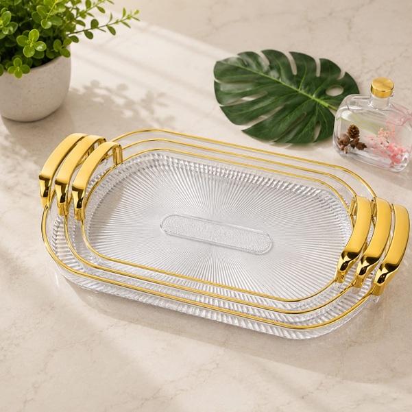 03 PCS ELEGANT ACLYRIC TRAY SET