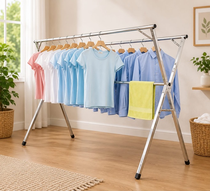 PREMIUM STAINLESS STEEL FOLDING CLOTHES DRYING RACK